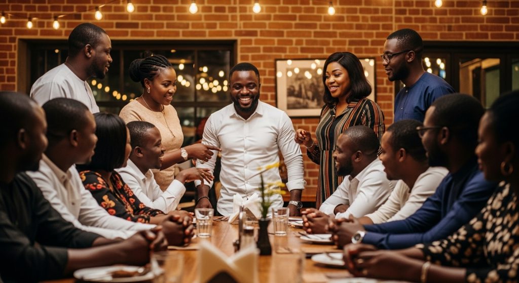 Lagosians talking over dinner